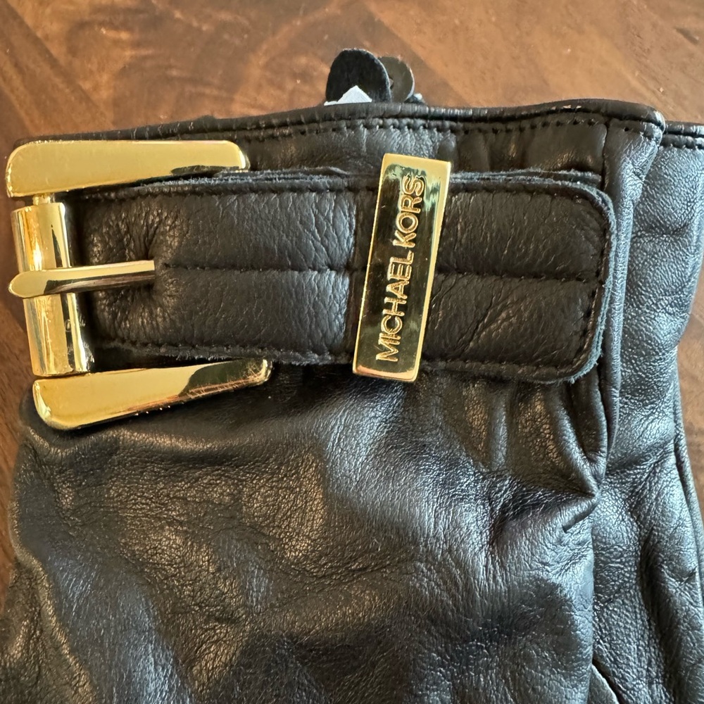 Michael Kors Black Leather Gloves